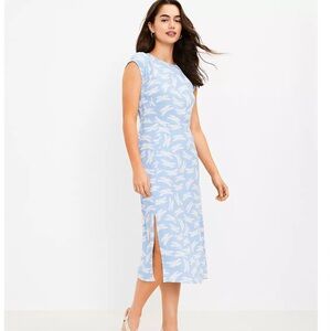 LOFT Butterfly Flutter Sleeve Midi Dress in Blue,sz.12!NWT